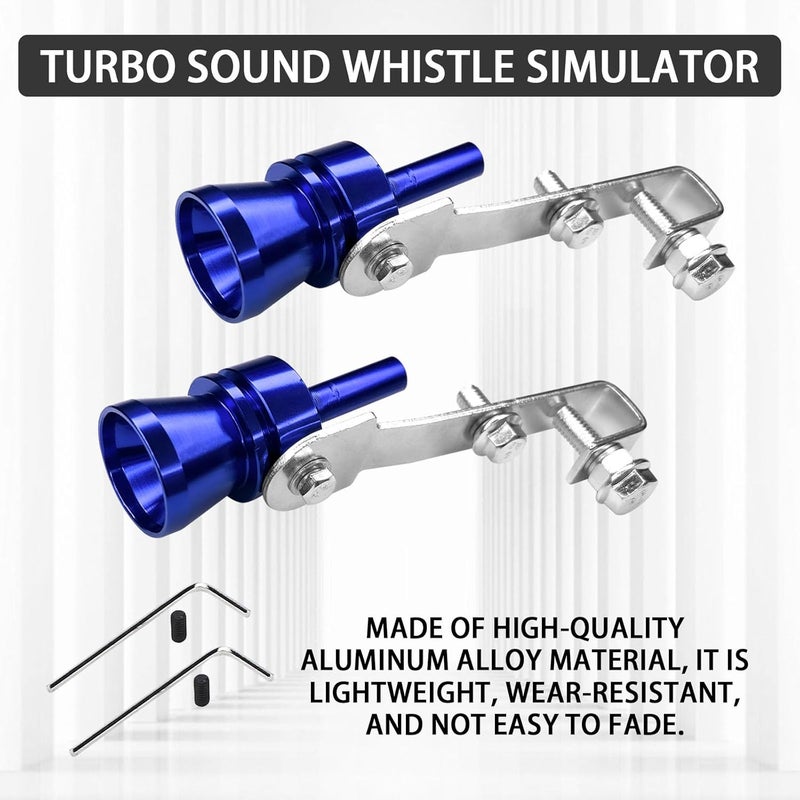 Hirificing 2PCS Exhaust Turbo Whistle, Loud Turbo Sound Booster Exhaust Muffler Pipe Aluminum Alloy Whistle,Car Roar Maker Turbo Sound Enhancer Whistle Simulator(XL-Blue) - Image 5